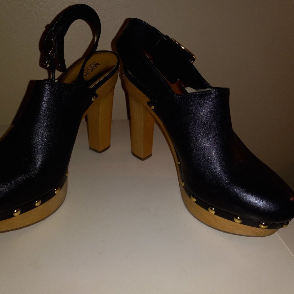 PRICE DROP- Michael Kors Black & Gold-studded Sling-back Clogs - Picture 3 of 4